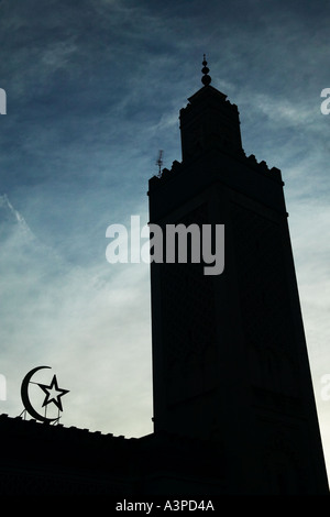 Minaret de la mosquée de Paris France 2004 Banque D'Images