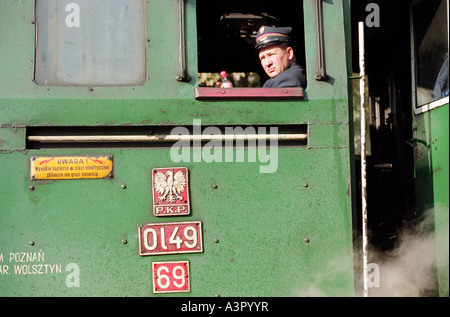 Locomotive à vapeur au World Trade Centre, à Poznan, Pologne Banque D'Images