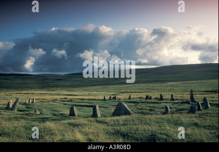 Scorhill Stone Circle, Dartmoor. NR Chagford, Devon, Angleterre Royaume-Uni HOMER SYKES Banque D'Images