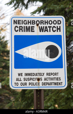 Crime Watch Sign CT USA Banque D'Images