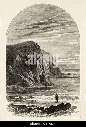 Falaise de la côte de l'onde de sable beach cove pointe à pied de la mer paisible marine steep rock voyages maritime nautique Banque D'Images