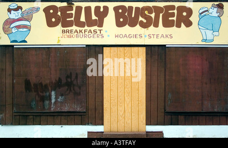 Ancien magasin avant pour Belly Buster sous et hamburger shop à Wildwood New Jersey Banque D'Images