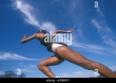 African American female track fonctionne en dehors de Banque D'Images