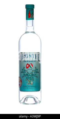 Bouteille d'absinthe, isolated on white Banque D'Images