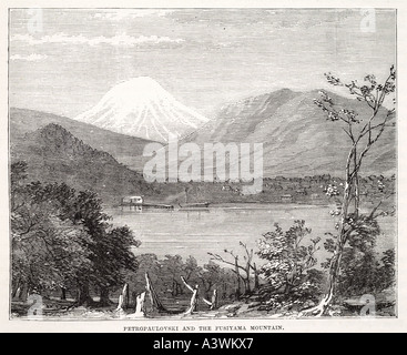 Petropaulovski fujiyama Honshu au Japon Asie montagne mount snow cap de l'eau du lac enneigées vallée voyage oriental orient extrême-orient famou Banque D'Images