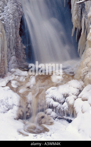 MINER S'inscrit dans le Pictured Rocks National Lakeshore PRÈS DE MUNISING MICHIGAN EN HIVER Banque D'Images