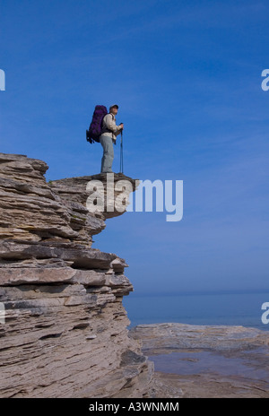 Backpacking Pictured Rocks National Lakeshore Banque D'Images