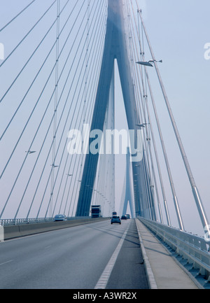 Pont du Normandie vue du viaduc du nord, Rhône-Alpes, France. Banque D'Images