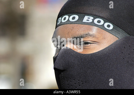 Jeune garçon noir anti Guerre au rassemblement à Atlanta (Géorgie, USA Banque D'Images
