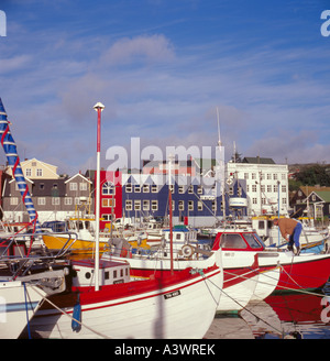 Au bord d'embarcations de plaisance et les bâtiments, Törshavn Streymøy, et aux îles Féroé. Banque D'Images