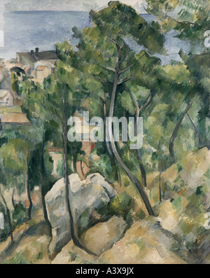 'Fine Arts, Cézanne, Paul, (1839 - 1906), peinture, "vue sur la mer près de l'Estaque", Galerie d'État, Karlsruhe, historique, son Banque D'Images