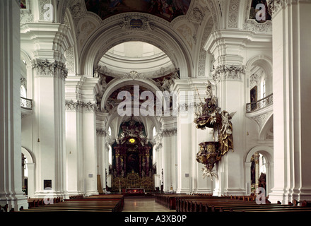 Géographie et voyages, Allemagne, Bade-Wurtemberg, Ulm, églises et couvents, monastère de Wiblingen, vue de l'intérieur, bibliothèque monastique, 1 Banque D'Images