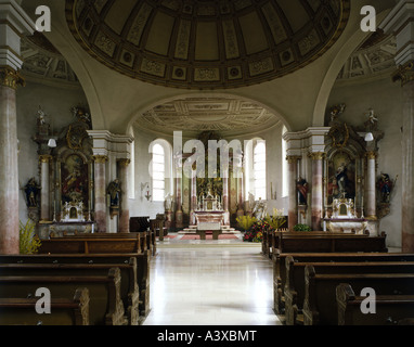 Géographie et voyages, Allemagne, Bade-Wurtemberg, Spaichingen, églises et couvents, Holy Trinity Church, vue de l'intérieur, vue sur c Banque D'Images