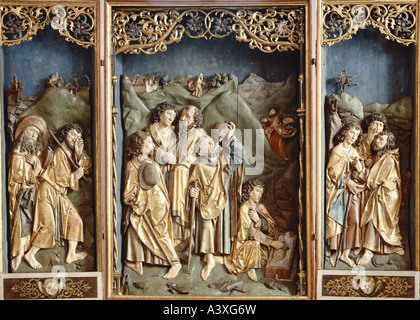 'Fine Arts, Riemenschneider Tilman, (autour de 1460 - 7.7.1531), 'la séparation des apôtres', autel ailé, bois, autour de 1491, KLE Banque D'Images