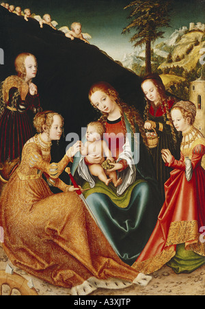 'Fine Arts, Cranach, Lucas the Elder, (1472 - 1553), peinture, 'l'engagement de Sainte Catherine d'Alexandrie", circa 1516, Banque D'Images