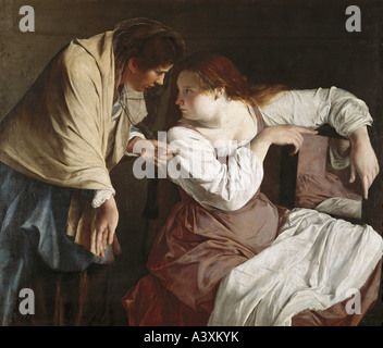 'Fine Arts, Orazio Gentileschi, (1563, 1639), - la peinture, 'Martha blâmer sa soeur Marie', toile, 133 cm x 155 cm, ancien Pinak Banque D'Images