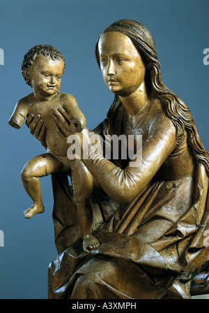 Beaux-arts, la Vierge Marie, Madonna Selbdritt, statue, école de Tilman Riemenschneider, (autour de 1460 - 7.7.1531), Ornbau, Franken, Banque D'Images