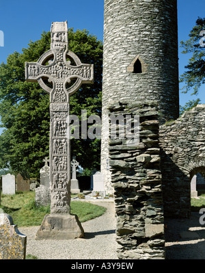 Voyage / géographie, Irlande, Monasterboice, monuments, croix haute, ('Tall Cross'), côté ouest, début du 10ème siècle, , Banque D'Images