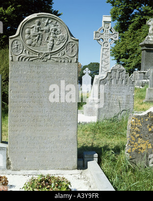 Voyage / géographie, Irlande, Monasterboice, monuments, tombstone, inscription de James Gartland, 1799, Banque D'Images