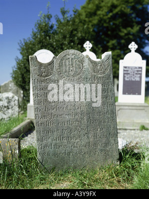 Voyage / géographie, Irlande, Monasterboice, monuments, tombstone, inscription, 1788, Banque D'Images