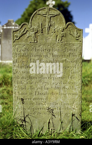 Voyage / géographie, Irlande, Monasterboice, monuments, tombstone, inscription de Peter Bonaghan pour sa mère, son père, ses sœurs et son frère, 1792 - 1820, Banque D'Images