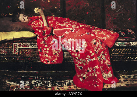 'Fine Arts, Breitner, George Hendrik, (1857 - 1923), peinture, 'le kimono rouge', vers 1893, huile sur toile, 50 cm x 76 cm, mun Banque D'Images