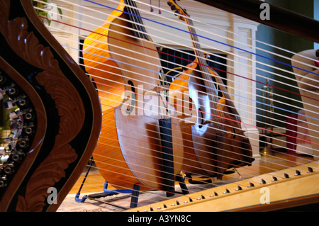 Trois viole de gambe harpe Cordes thru photographié permanent Banque D'Images