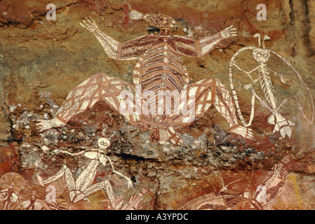 Art rupestre aborigène de Kakadu Nourlangie Rock Australie Territoire du Nord Banque D'Images