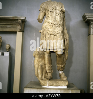 Beaux-arts, antiquité, Hadrien (Publius Aelius Hadrianus), 24.1.76 - 10.6.138, empereur romain depuis le 8.8.117, statue, marbre, Banque D'Images