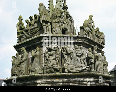 Géographie / voyages, France, Plougonven, monuments, calvaire, détails, scènes de la vie du Christ, 1554, Banque D'Images