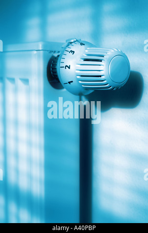 Radiateur froid avec themostatic Thermostatventil Heizkoerper mit kalter vanne Banque D'Images