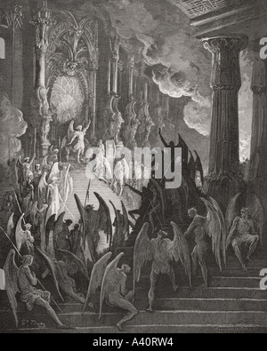 Illustration par Gustave Dore, 1832 - 1883. Artiste et illustrateur français pour le paradis perdu de John Milton. Livre II les lignes 1 et 2. Banque D'Images