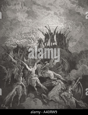 Illustration par Gustave Dore, 1832 - 1883. Artiste et illustrateur français pour le paradis perdu de John Milton. Je livre à 759 757 lignes. Banque D'Images