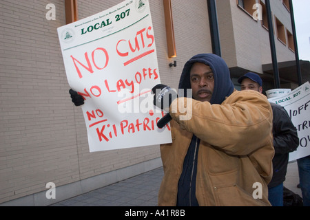 La ville de Detroit de protestation des travailleurs des mises à pied et des réductions de services Banque D'Images