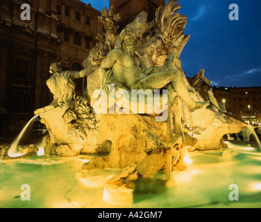 Rome Piazza Navona fontaine rivière Quatre Banque D'Images