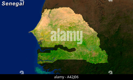 Image satellite du Sénégal a souligné Banque D'Images