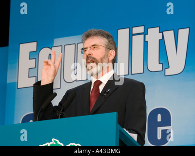 Le président du Sinn Fein Gerry Adams sur l'Ard Fheis, à Dublin 2007 Banque D'Images