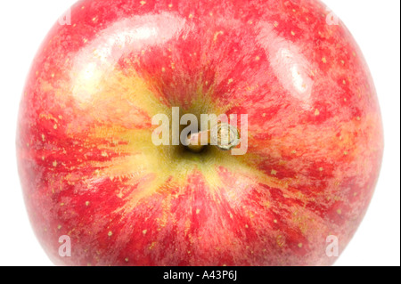 Red Apple macro vue du dessus isolé sur blanc partie d'un ensemble Banque D'Images