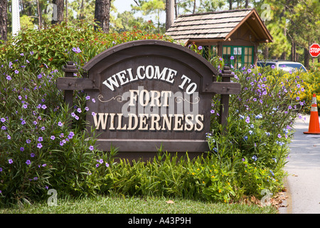 Signe indiquant entrée de Fort Wilderness Resort à Walt Disney World, en Floride, USA Banque D'Images