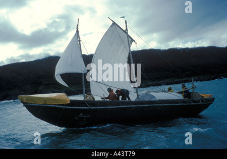 Tim Severin Le voyage de Brendan le Navigator 1976 a navigué jusqu'à l'Amérique du Nord dans un bateau en cuir. 1970 HOMER SYKES Banque D'Images