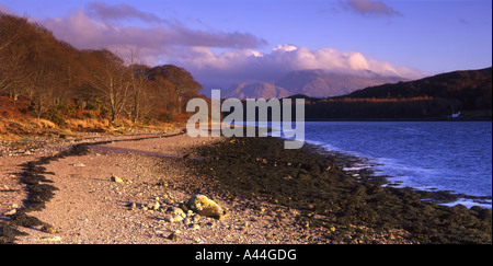 Rivage de Loch Etive Crofts noir ci-dessous Banque D'Images