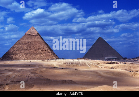 Les grandes pyramides de Giza, Egypte Banque D'Images