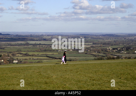 Les promeneurs sur les Ridgeway dans l'Oxfordshire Banque D'Images