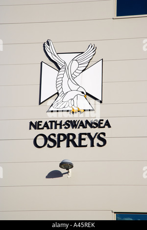 Stade Liberty signe de Neath-Swansea Ospreys Rugby Club, Swansea, Wales, UK Banque D'Images