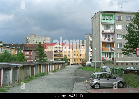 Paysage urbain d'un quartier résidentiel de Slubice, Pologne Banque D'Images