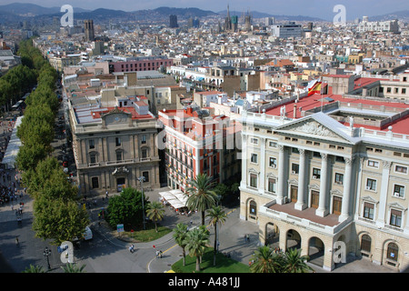 Vue panoramique sur la Plaça del Portal de la Pau Barça Barcelone Catalogne Catalunya Barca Cataluña Costa Brava España Espagne Europe Banque D'Images