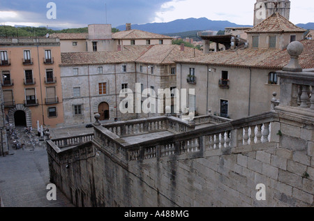 Vue panoramique sur la Plaça de la Catedral Barcelone Gérone Catalogne Catalogne Cataluña España Espagne Europe Banque D'Images