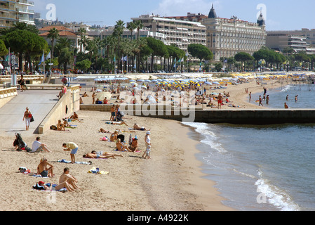 Vue panoramique sur mer et plage de Cannes Côte D'Azur Cote d Azur France Europe du Sud Banque D'Images