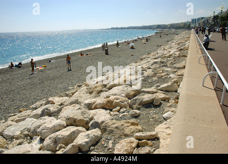 Vue panoramique sur mer & plage de Nice Côte d'Azur Cote d Azur France Europe du Sud Banque D'Images