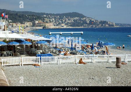 Vue panoramique sur mer & plage de Nice Côte d'Azur Cote d Azur France Europe du Sud Banque D'Images